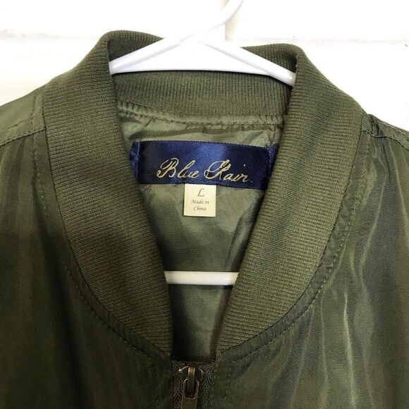 Francesca's Blue Rain Womens Full Zip Olive Green Jacket Style 31396fr Sz Large - Picture 3 of 12